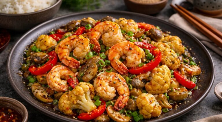 Креветки з цвітною капустою: легка та поживна страва за 249 ккал 29